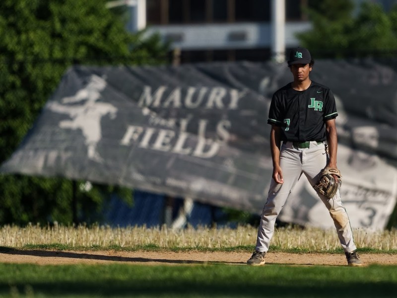 Evan Rosario of Jackson-Reed High School, which defeated School Without Walls for the baseball regular-season District of Columbia Interscholastic Athletic Association title (Marcus Relacion/The Washington Informer)