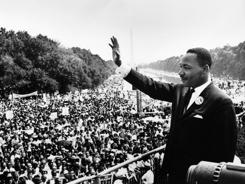 Martin Luther King Jr. addresses a crowd from the steps of the Lincoln Memorial where he delivered his famous, "I Have a Dream," speech during the Aug. 28, 1963, march on Washington, D.C.