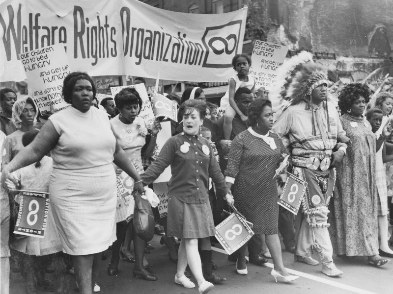 On May 13, 1968, Welfare Rights Organization marchers were photographed by W.H. Spradley. This photo is from the exhibition "We Who Believe in Freedom: Black Feminist DC," currently at the Martin Luther King Jr. Library. (Courtesy of George Mason University Libraries)