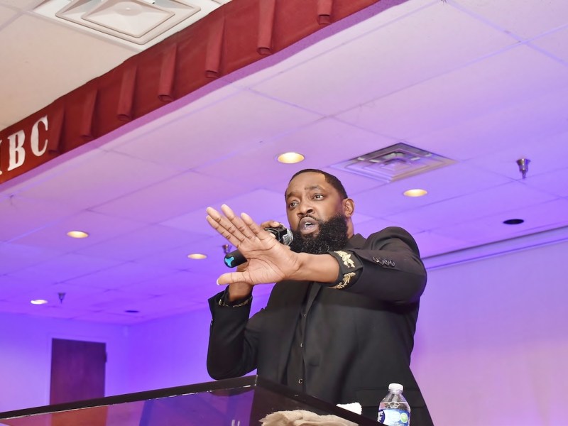 The Rev. Nathaniel Douglas, pastor of Seven Mountain Ministries in Laurel, Maryland, performs spoken word in the form of revolutionary rap to channel Dr. King’s legacy and preach the word of God, including at the 7th Annual Prayer Breakfast on Jan. 11. (Courtesy of Maurice Fitzgerald)