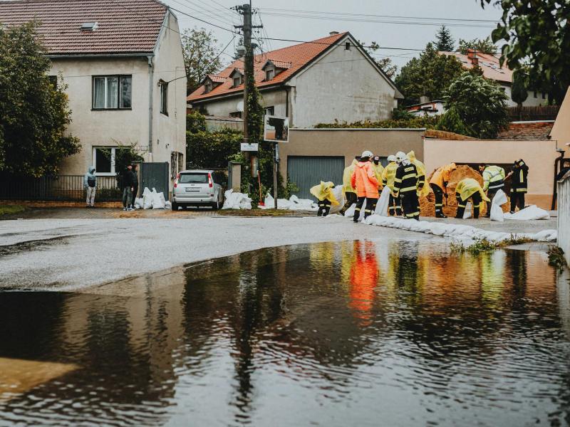 emergency responders managing urban flood waters