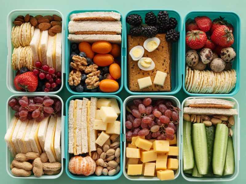 fruit and vegetables in bowls